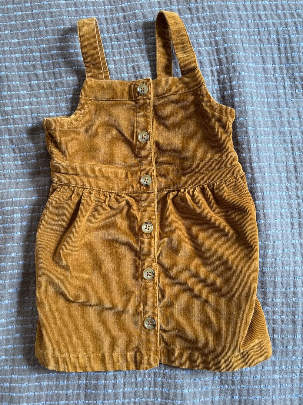Crewcuts J Crew Girls Corduroy Button Front Jumper Dress Brown Gold Size 2